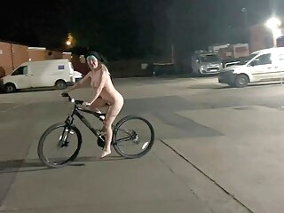 Street girl steals a bike but has to ride it back naked! funny public nudity flashing video